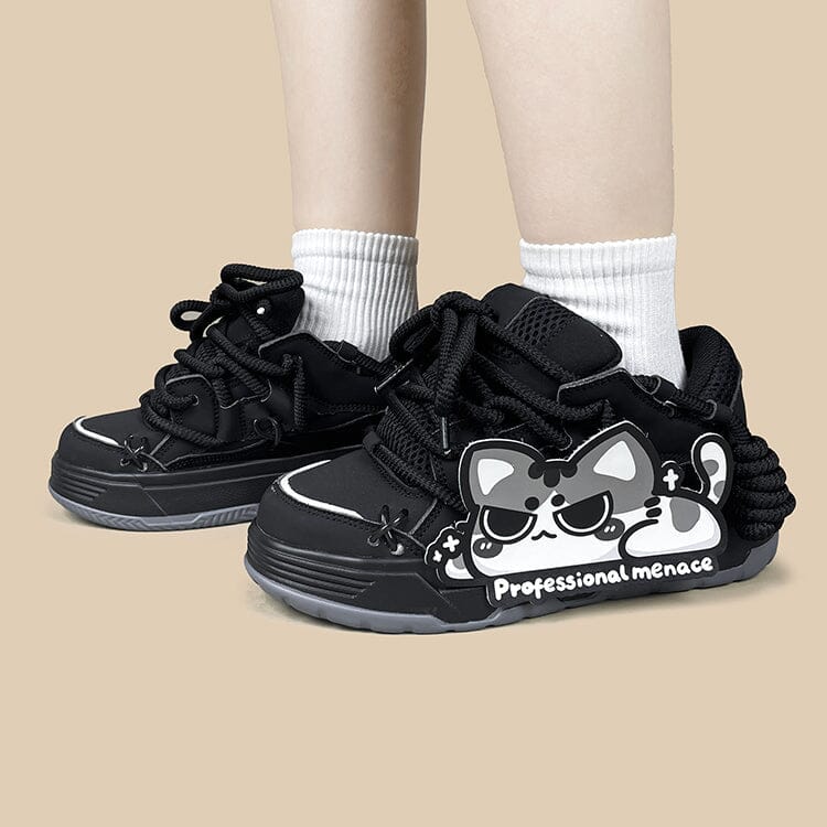 *CLEARANCE* Shadow Meow Chunky Casual Black Sneakers – Unisex - Image 6