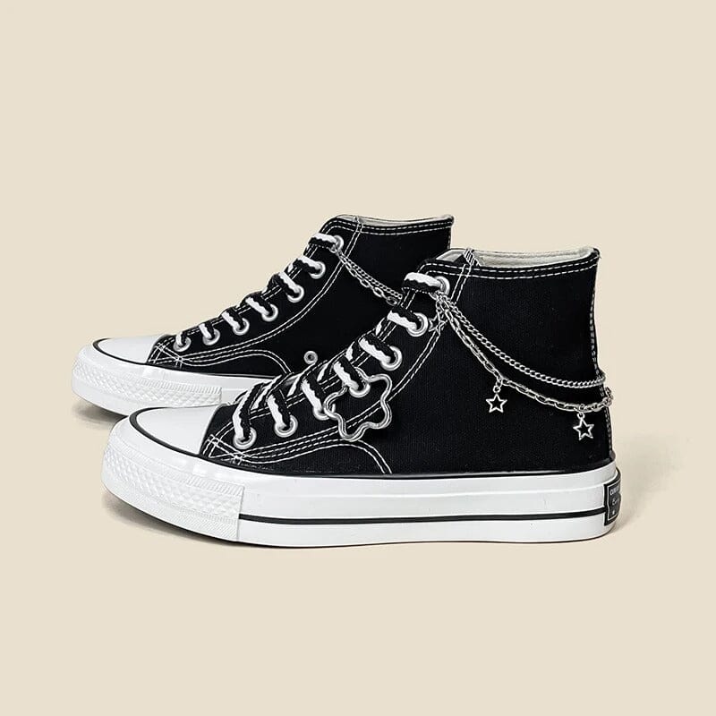 Starry Night Black High Top Canvas Shoes - Unisex - Image 6