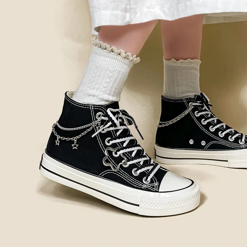 Starry Night Black High Top Canvas Shoes - Unisex - Image 4
