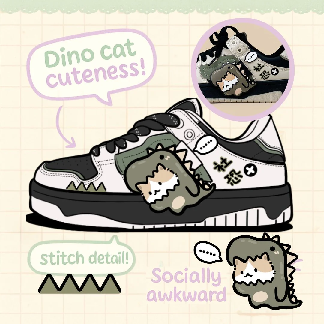 *CLEARANCE* Super Shy Dino Cat Chunky Casual Sneakers - Unisex - Image 10