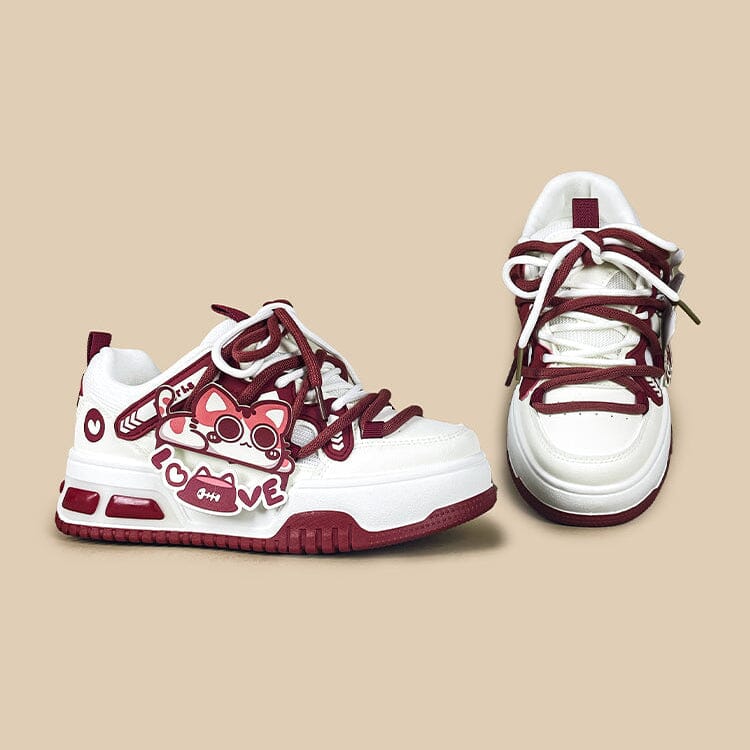 Sweetheart Meow Chunky Casual Red Sneakers – Unisex - Image 7