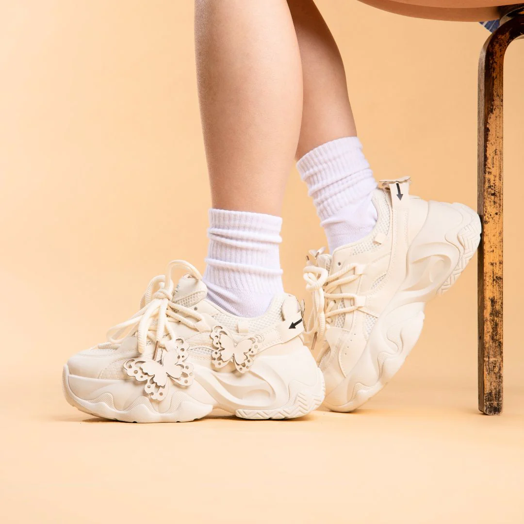 Ultra Chunky Sole Lovely Butterfly White Sneakers - Unisex - Image 8