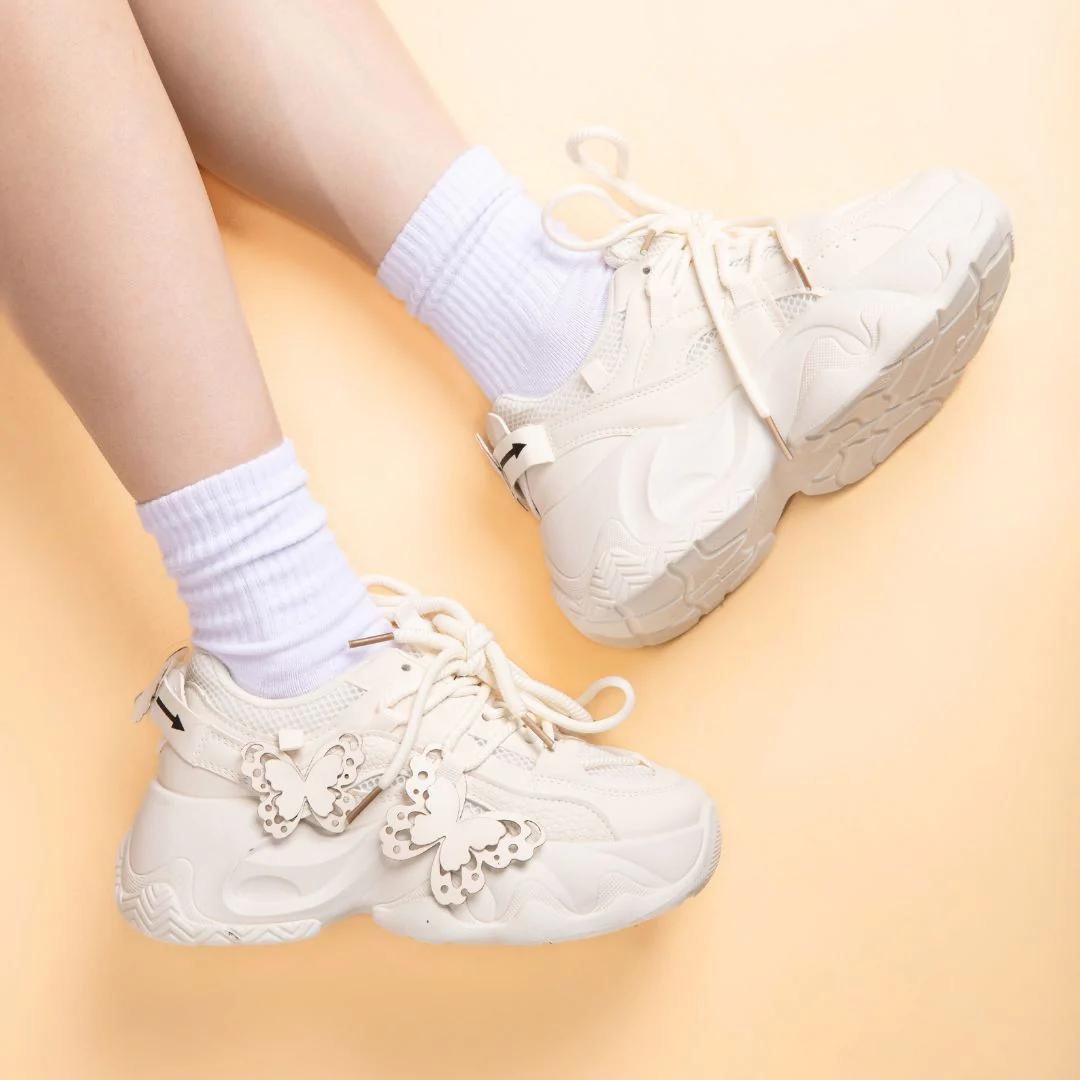 Ultra Chunky Sole Lovely Butterfly White Sneakers - Unisex - Image 9