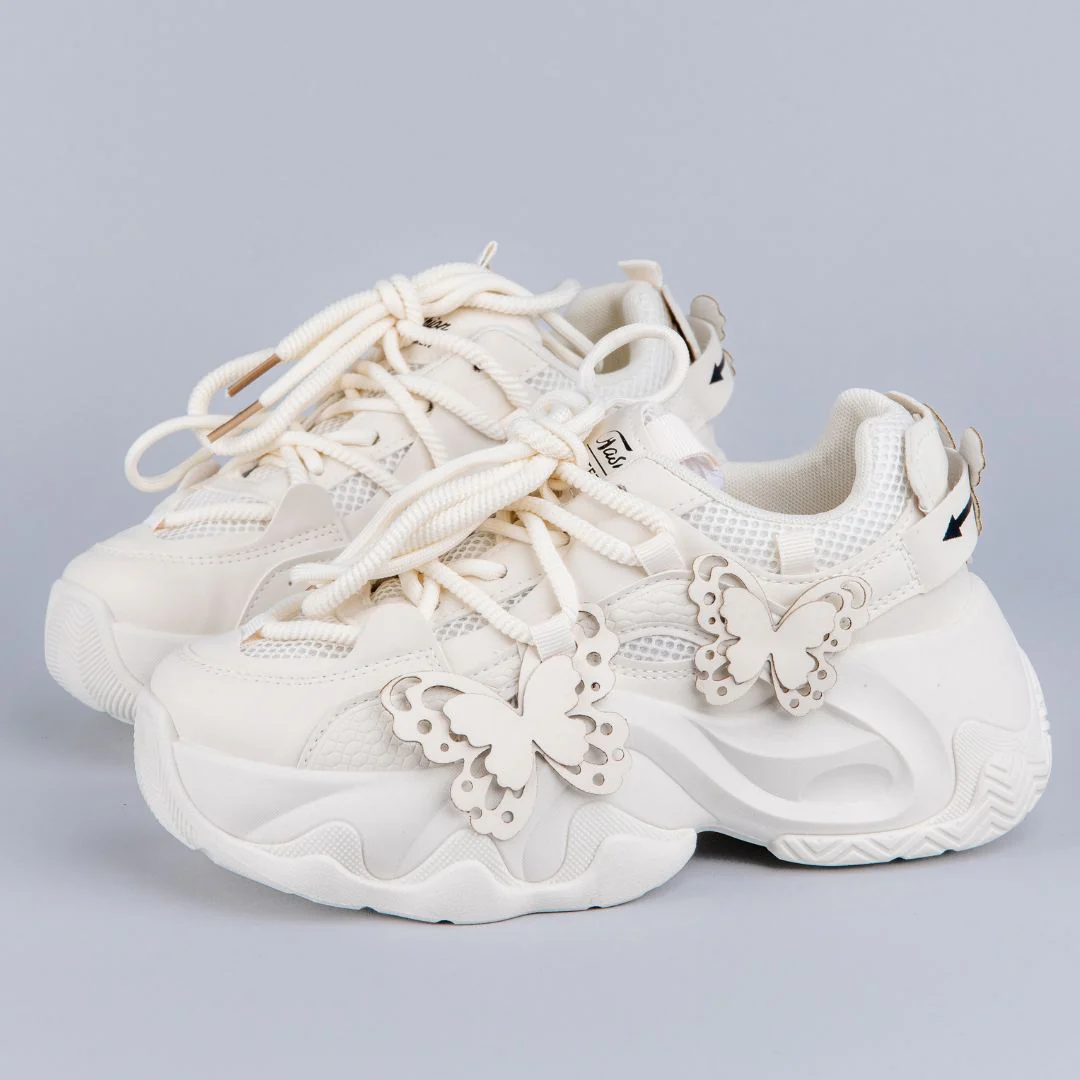 Ultra Chunky Sole Lovely Butterfly White Sneakers - Unisex - Image 4