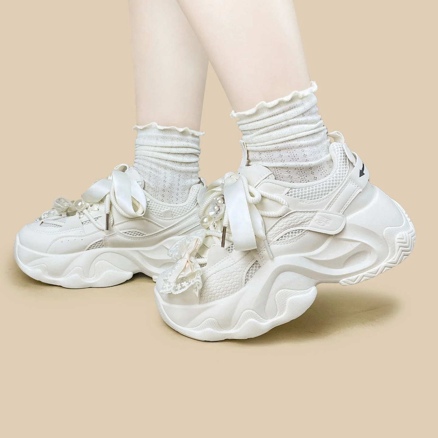 Coquette Pearl Cloud Chunky Sneakers - Unisex - Image 6