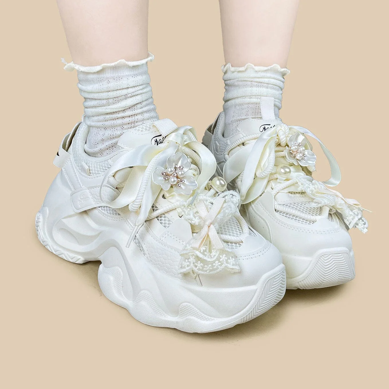 Coquette Pearl Cloud Chunky Sneakers - Unisex - Image 7