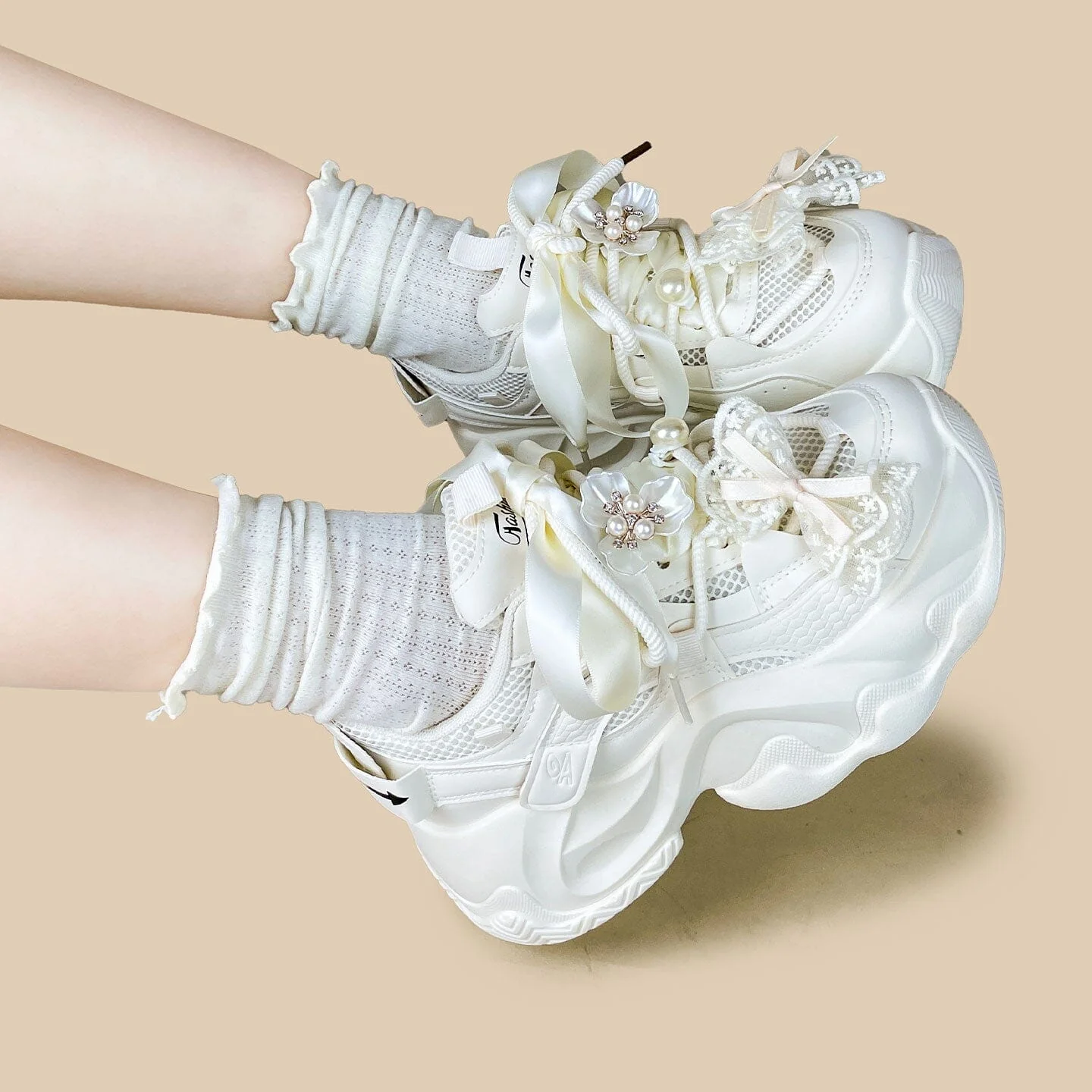 Coquette Pearl Cloud Chunky Sneakers - Unisex - Image 8