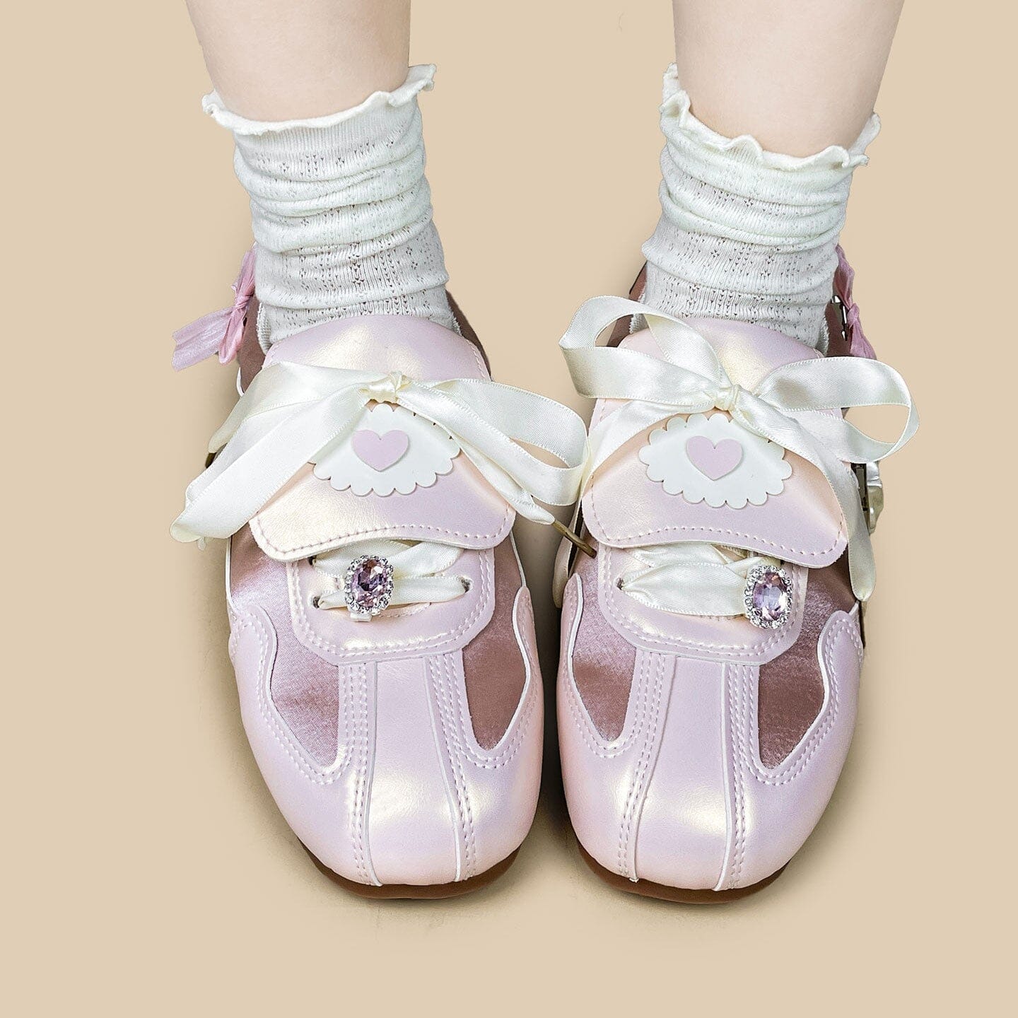 Coquette Porcelain Blush Pink Bow Charm Sneakers - Women's - Image 12