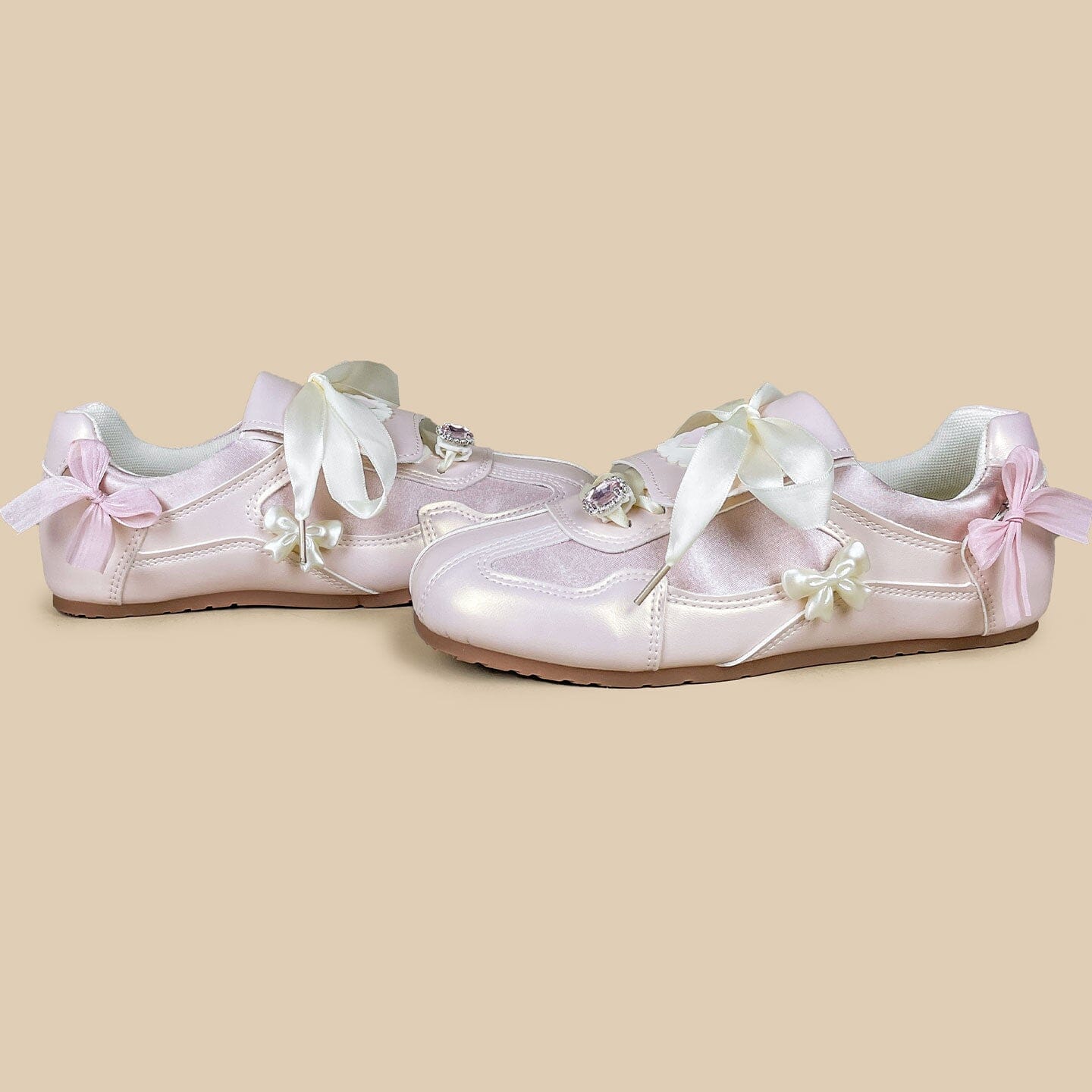 Coquette Porcelain Blush Pink Bow Charm Sneakers - Women's - Image 8