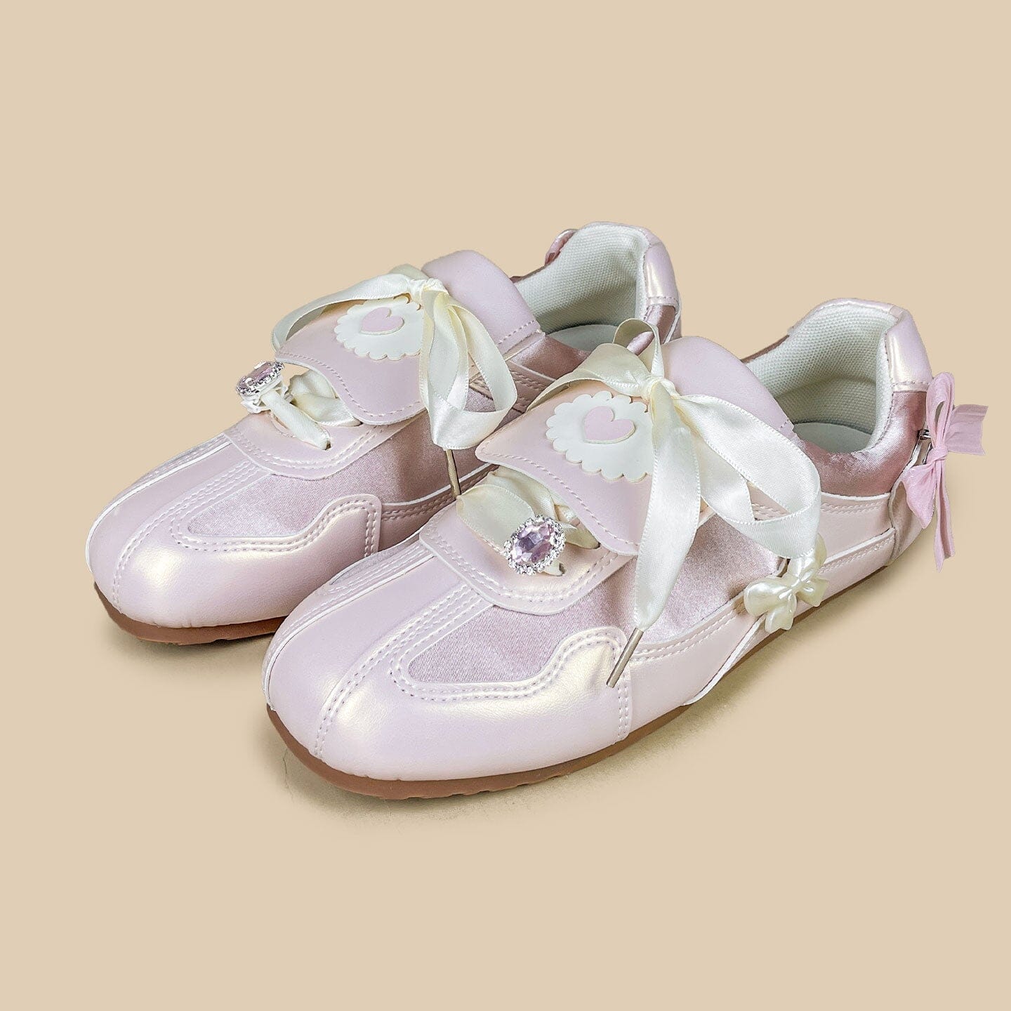 Coquette Porcelain Blush Pink Bow Charm Sneakers - Women's - Image 9