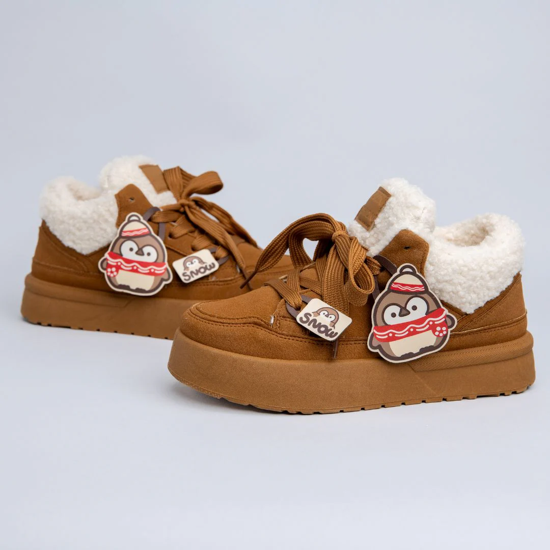 Cozy Penguin Ultra Chunky Brown Mid Top Shoes - Women's - Image 3