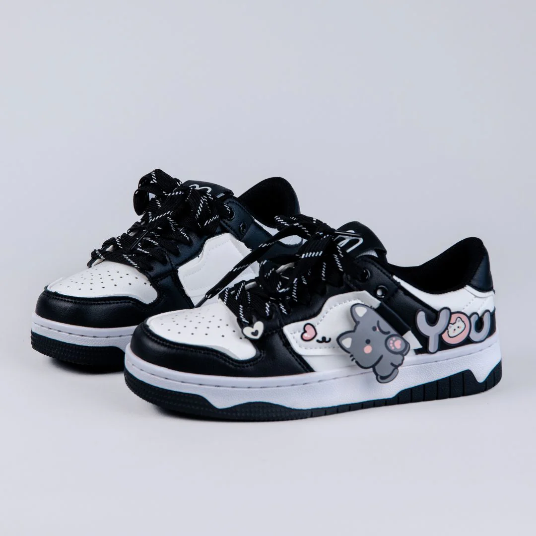 Cute Heart Neko Chunky Black Shoes - Unisex - Image 4