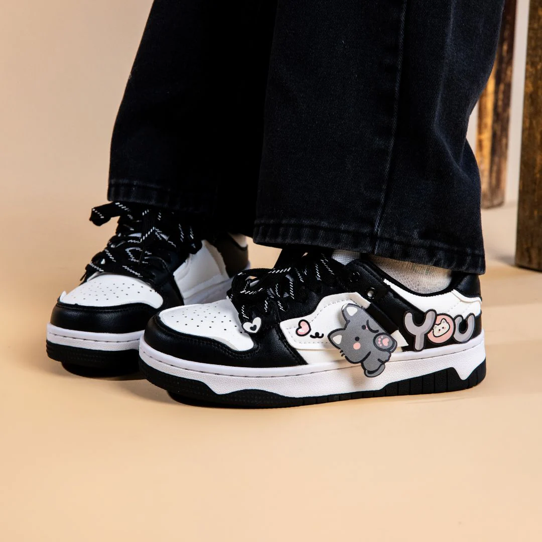 Cute Heart Neko Chunky Black Shoes - Unisex - Image 6