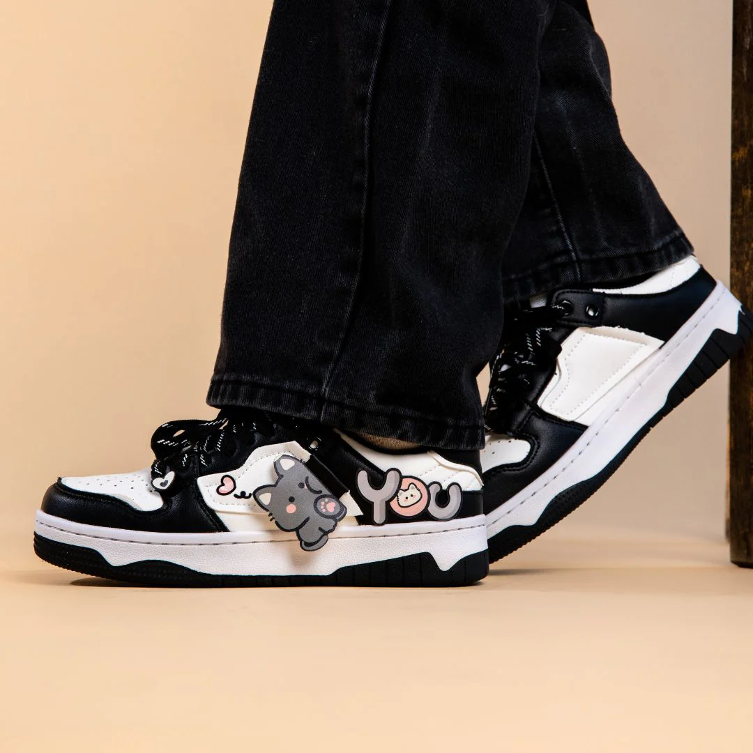 Cute Heart Neko Chunky Black Shoes - Unisex - Image 7
