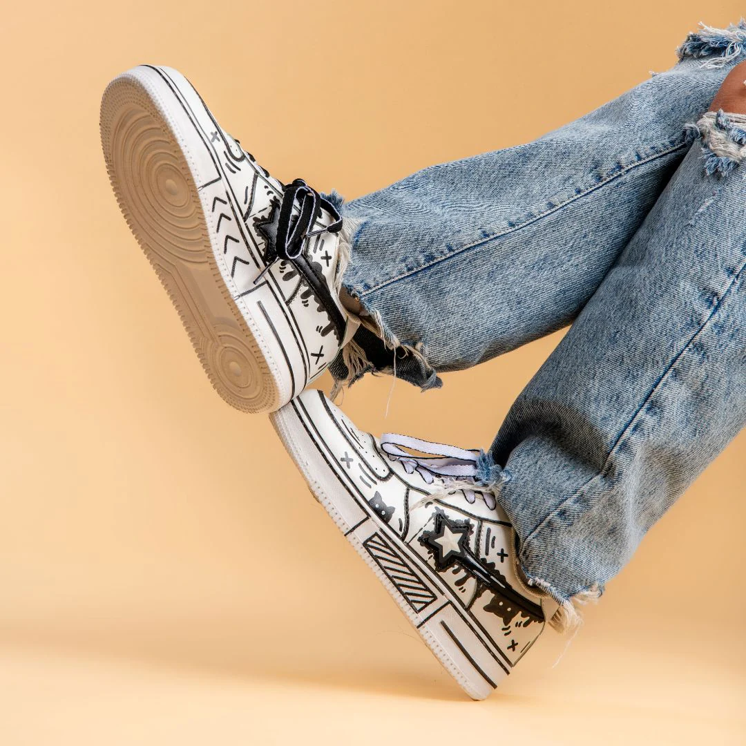 Hand Painted Bold Contrast Casual White Shoes - Unisex - Image 10
