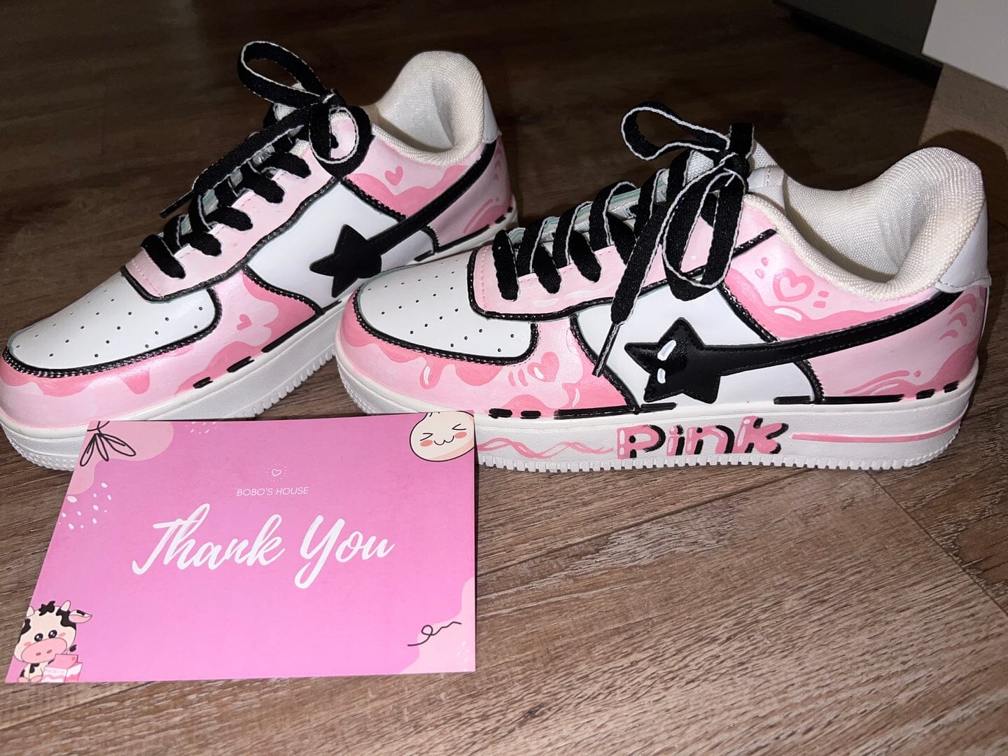 Hand Painted Pink Casual White Shoes - Unisex - Image 10