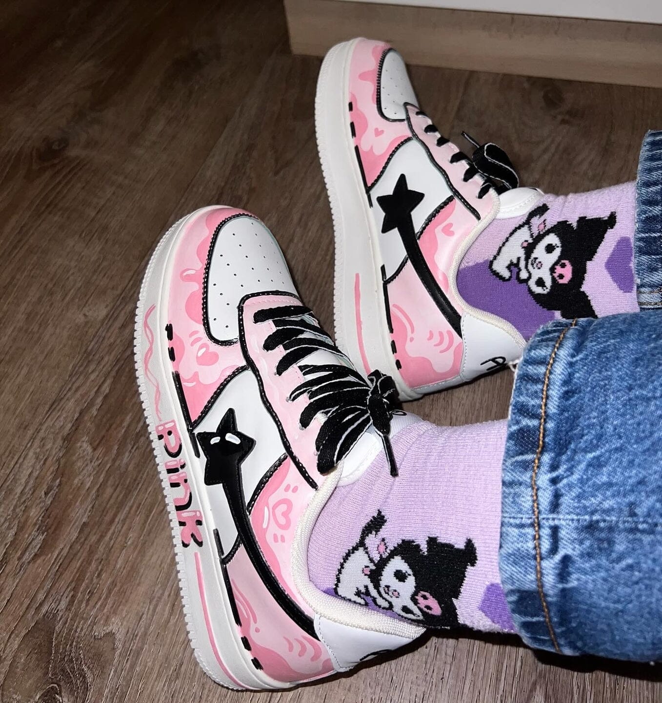 Hand Painted Pink Casual White Shoes - Unisex - Image 11