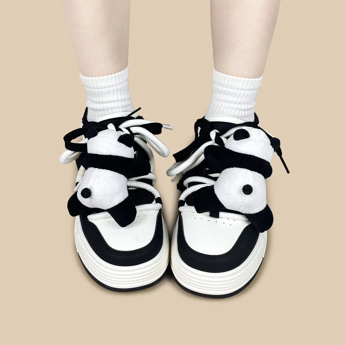 Happy Panda Plush Chunky Mid Top Shoes  – Women's - Image 7