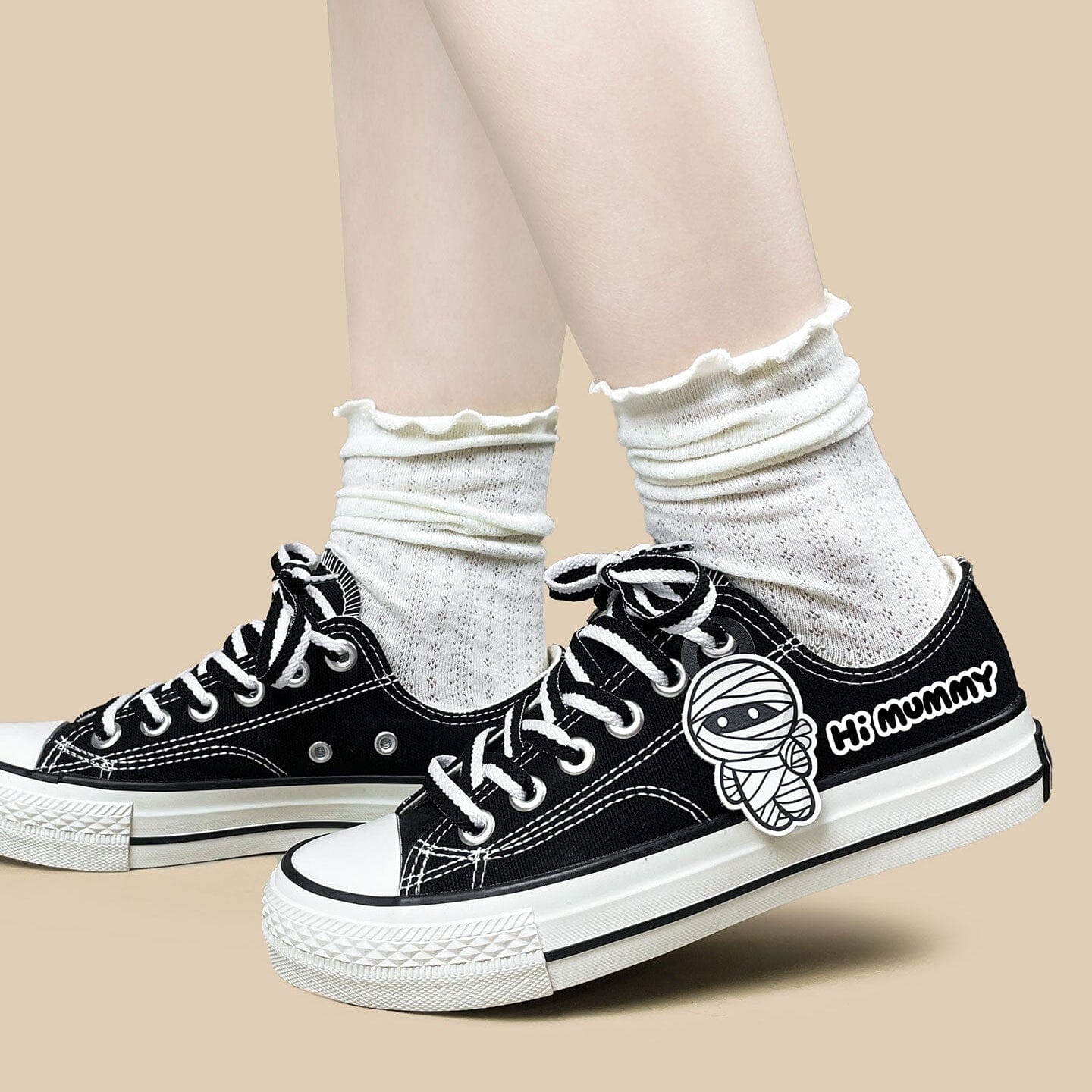 Hi Mummy Black Low Top Canvas Shoes - Unisex - Image 7