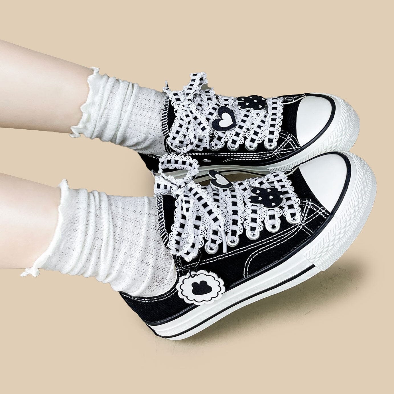 Kawaii Bunny Lace Bow Low Top Canvas Shoes - Unisex - Image 9