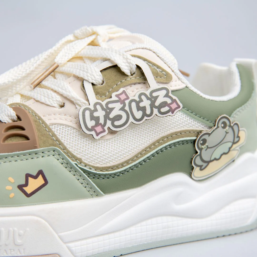 Kawaii Crown Frog Prince Casual Green Shoes - Women's - Image 2