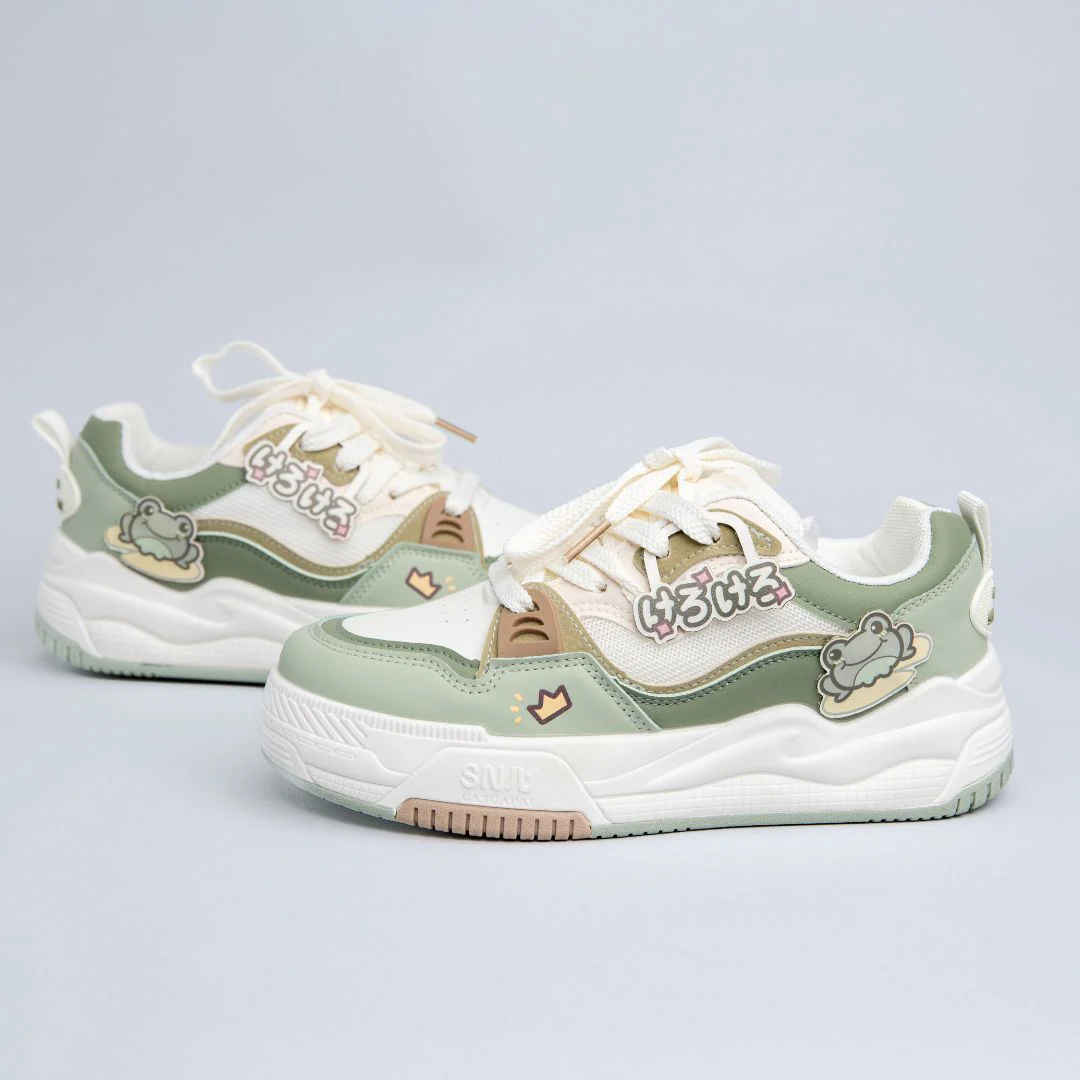 Kawaii Crown Frog Prince Casual Green Shoes - Women's - Image 3
