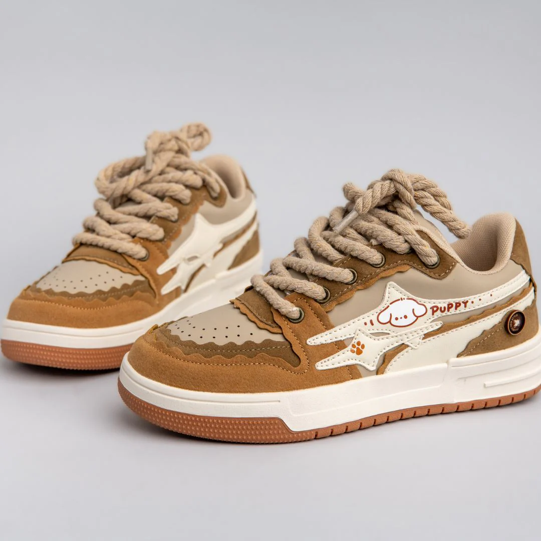 Kawaii Friendly Puppy Chunky Brown Shoes - Unisex - Image 4