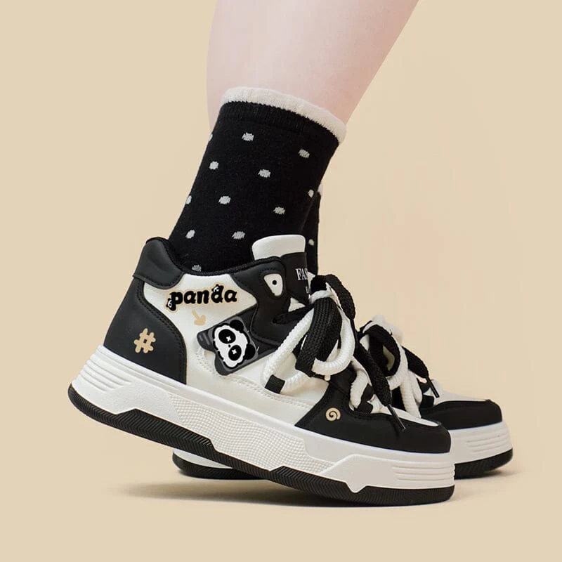 Kawaii Panda Chunky Mid Top Shoes - Women's - Image 5