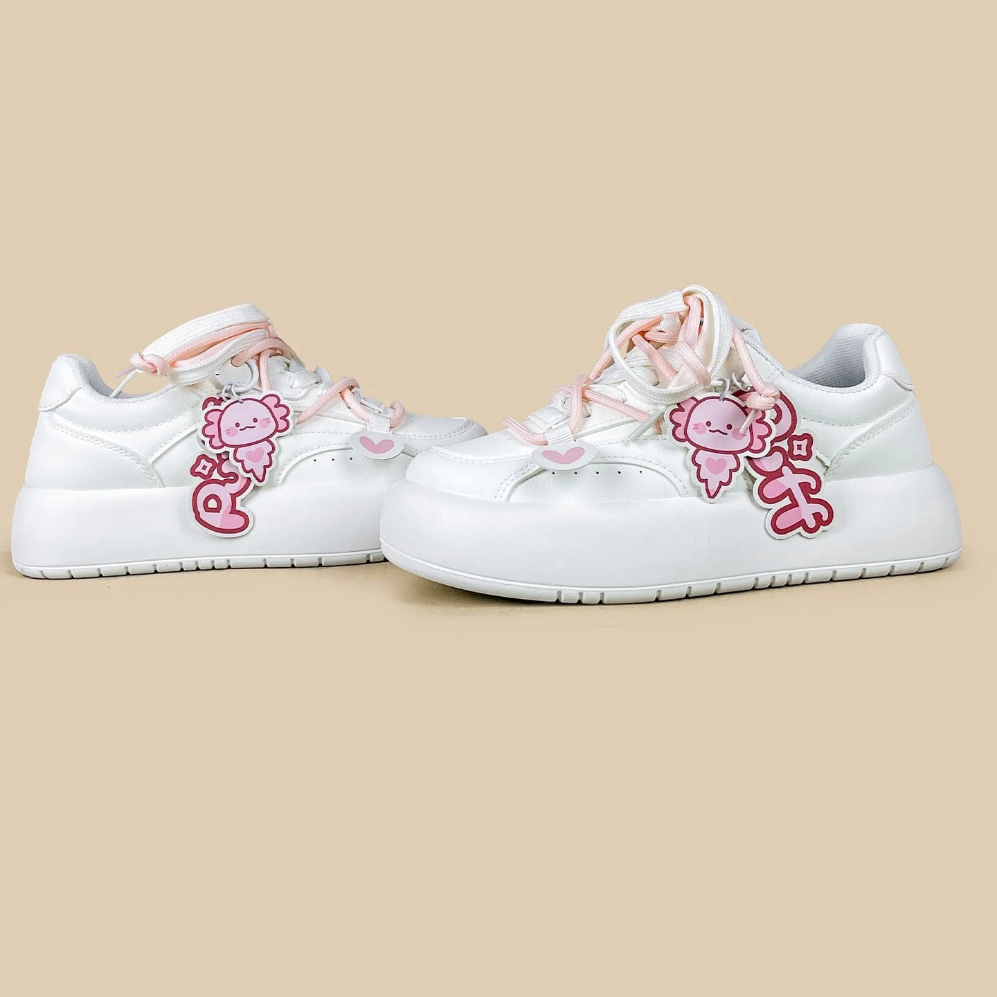 Kawaii Puff the Axolotl Pink Chunky Platform Sneakers - Women's - Image 3