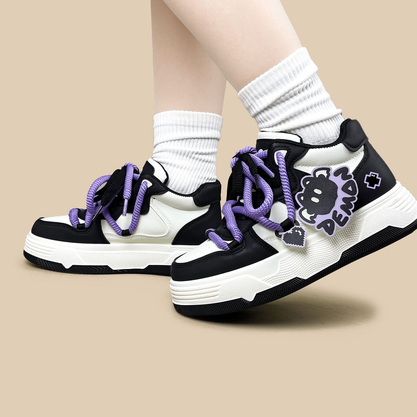 Kawaii Purple Demon Chunky Mid Top Shoes - Women's - Image 6