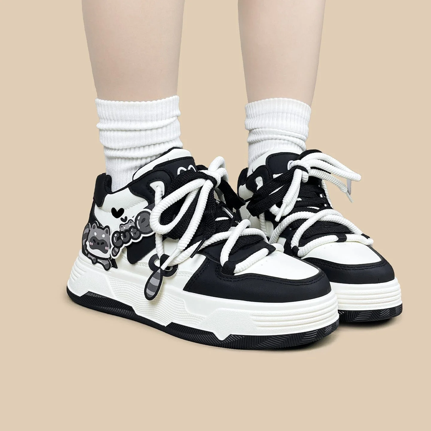Kawaii Raccoon Chunky Mid Top Shoes - Women's - Image 7