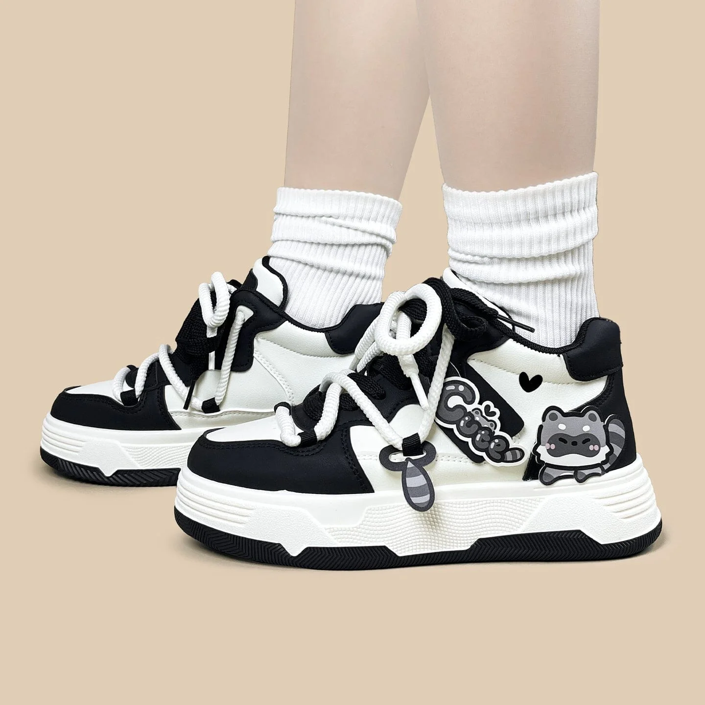 Kawaii Raccoon Chunky Mid Top Shoes - Women's - Image 8