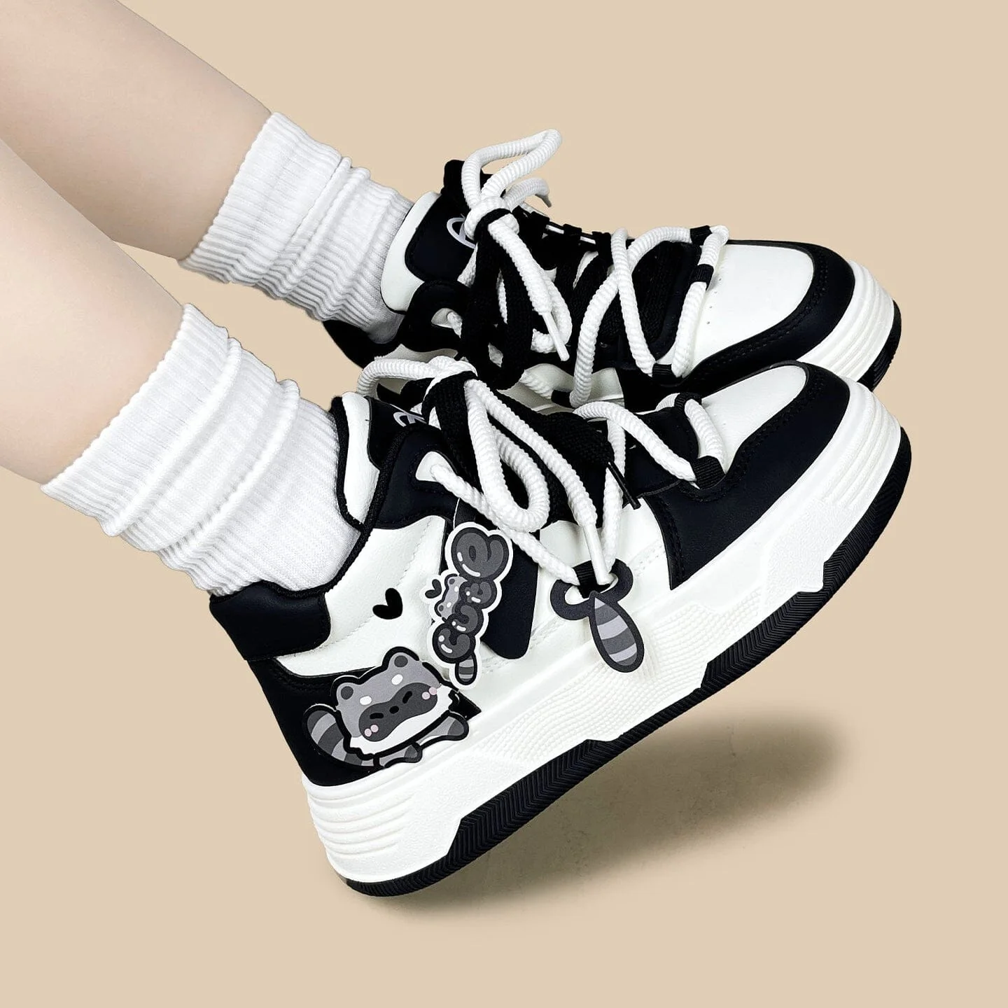 Kawaii Raccoon Chunky Mid Top Shoes - Women's - Image 9