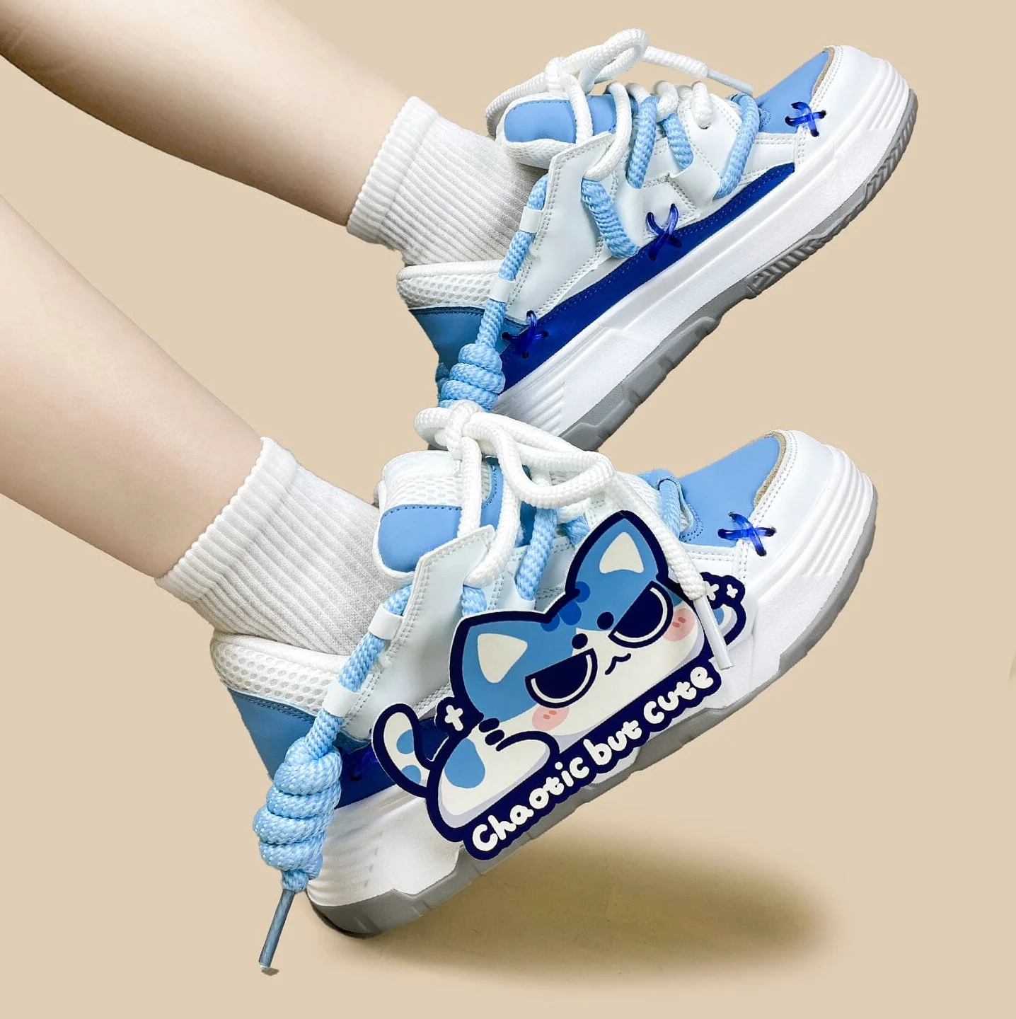 Mischief Meow Chunky Casual Blue Sneakers – Unisex - Image 10