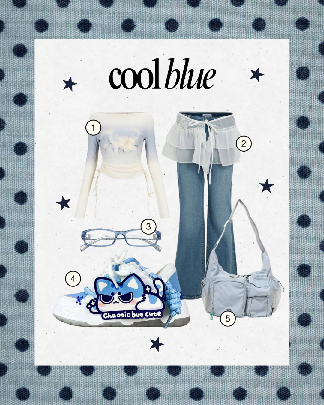 Mischief Meow Chunky Casual Blue Sneakers – Unisex - Image 3