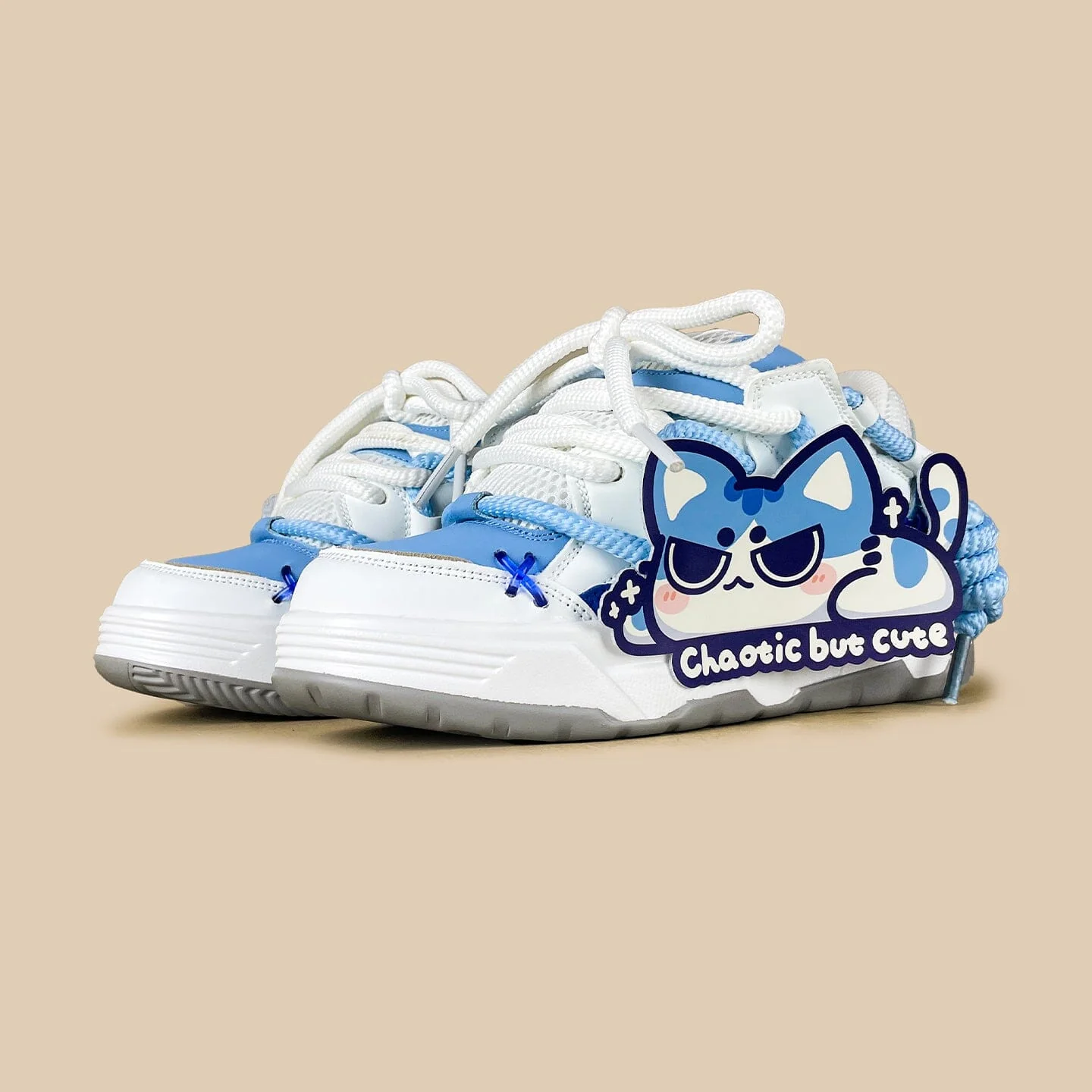Mischief Meow Chunky Casual Blue Sneakers – Unisex - Image 4