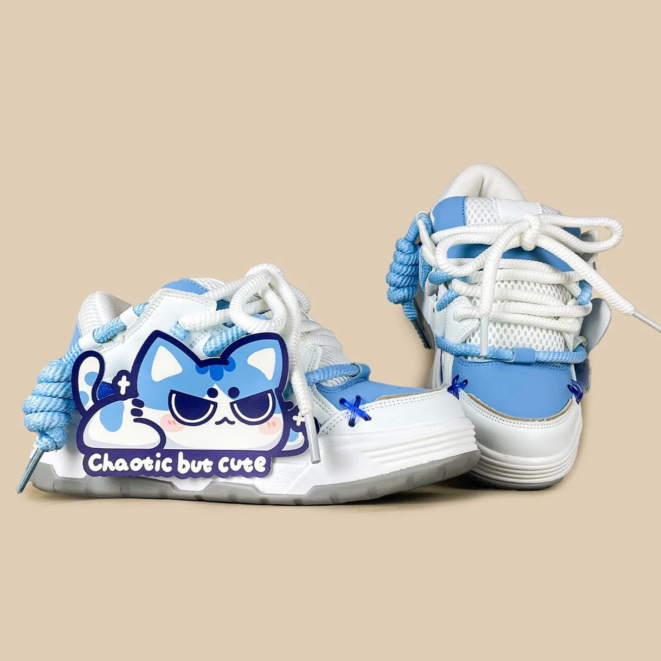 Mischief Meow Chunky Casual Blue Sneakers – Unisex - Image 5