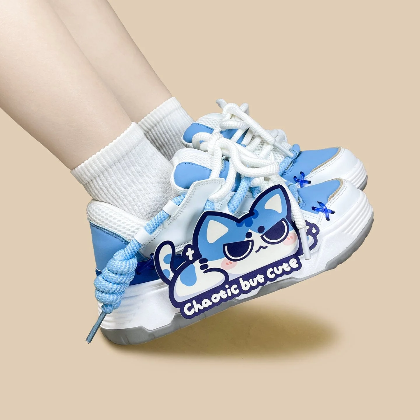Mischief Meow Chunky Casual Blue Sneakers – Unisex - Image 7