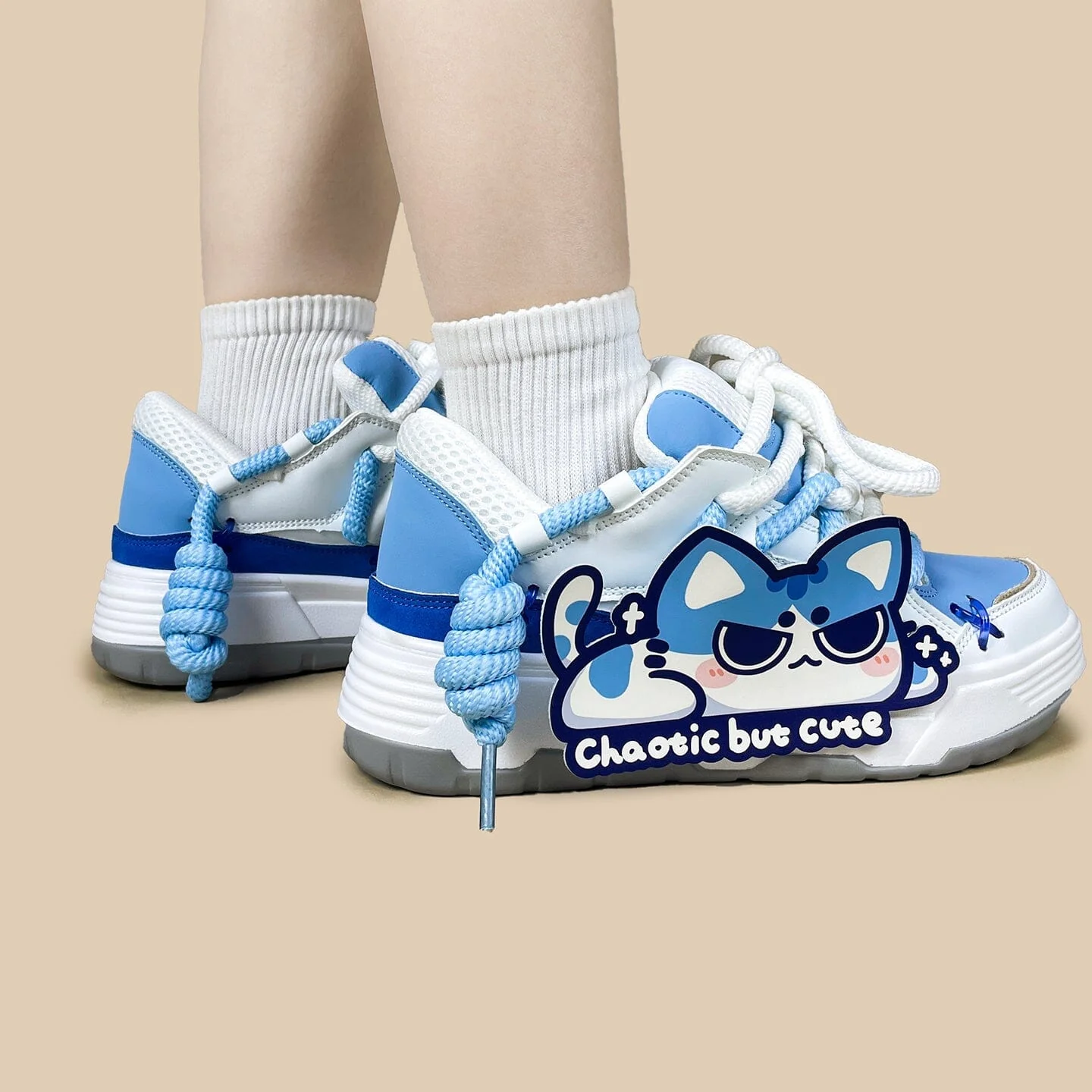 Mischief Meow Chunky Casual Blue Sneakers – Unisex - Image 9