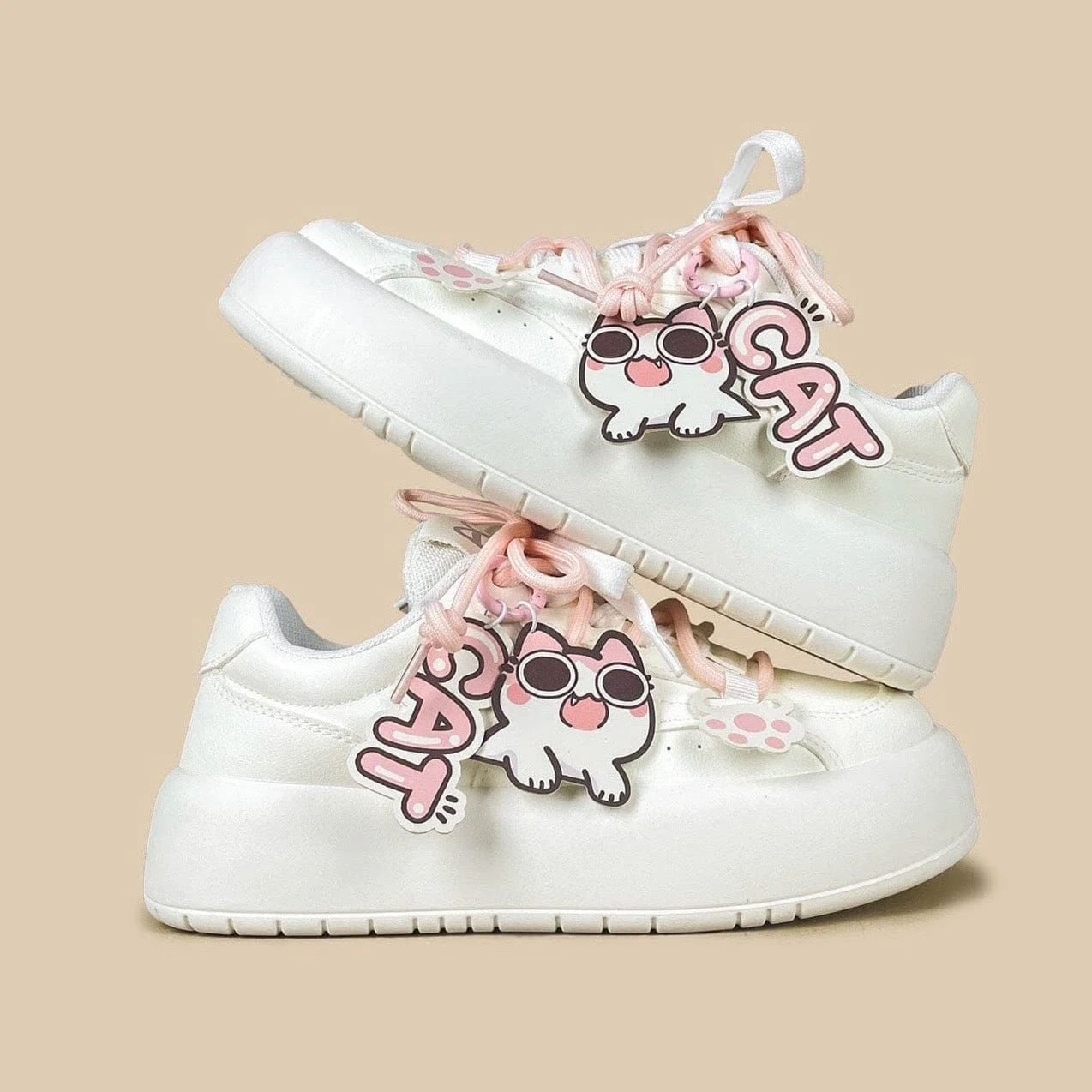 Pink Anime Cat Shoe Charms Set - Image 3