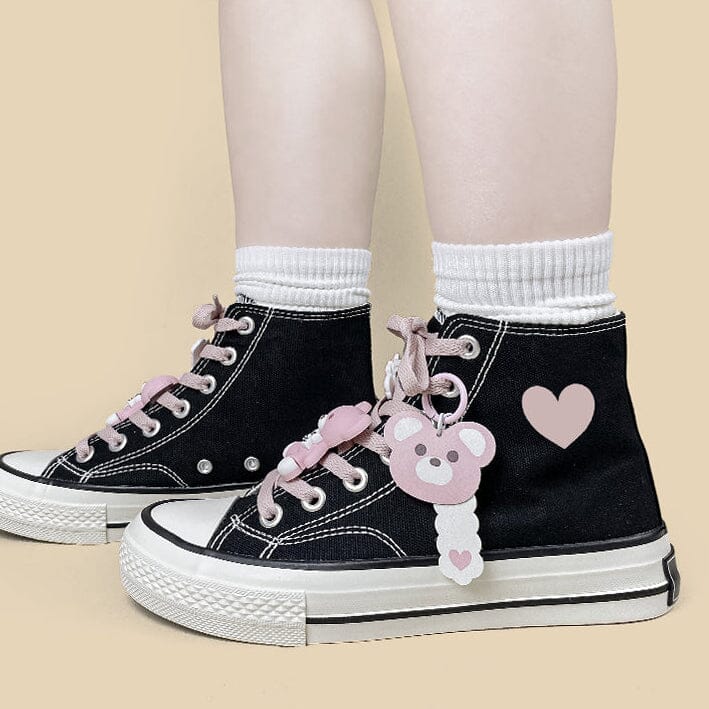 Pink Teddy Charms High Top Canvas Shoes - Unisex - Image 11