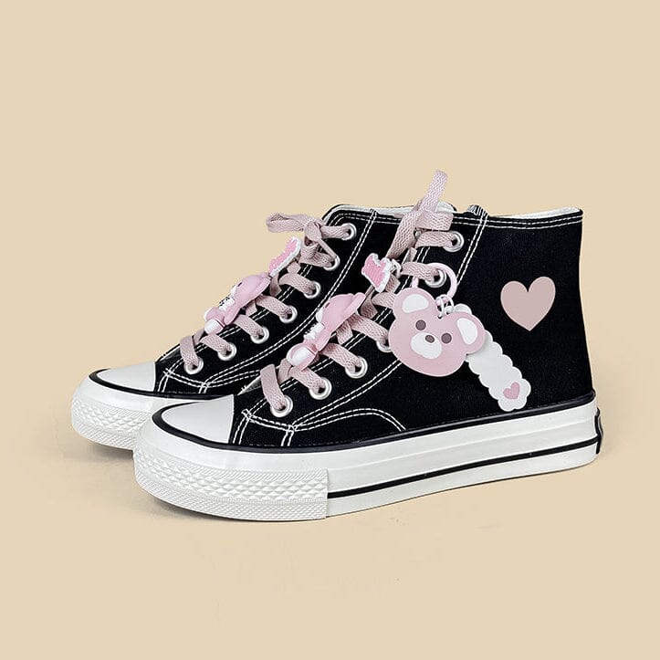 Pink Teddy Charms High Top Canvas Shoes - Unisex - Image 4