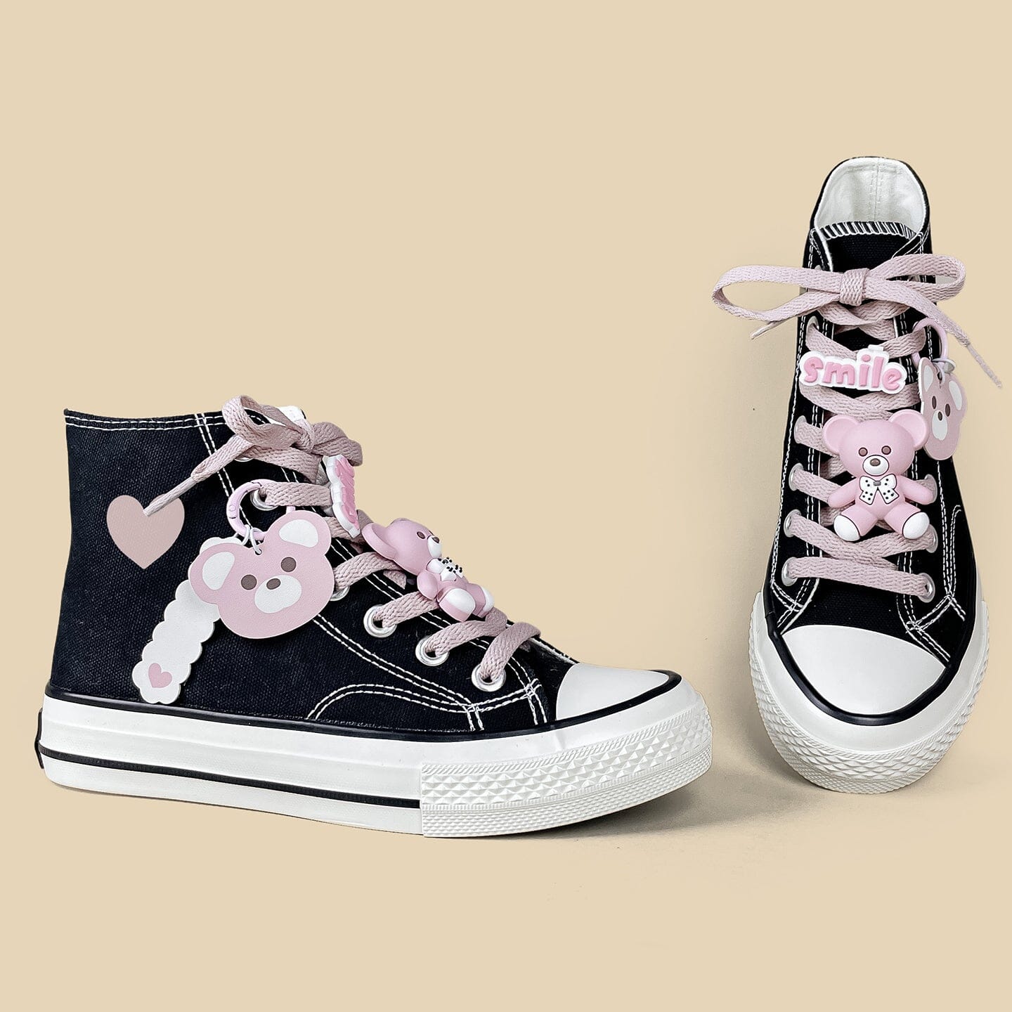 Pink Teddy Charms High Top Canvas Shoes - Unisex - Image 5