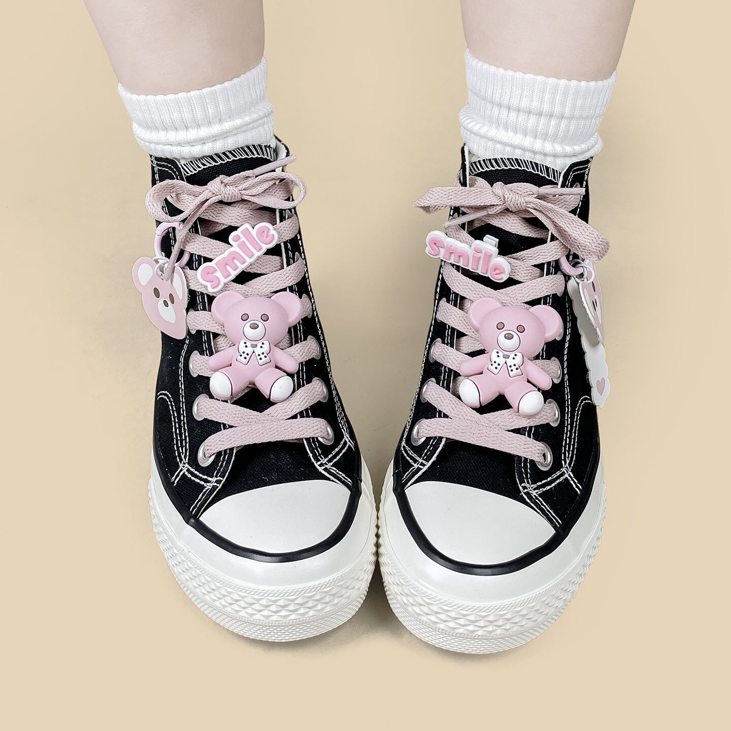 Pink Teddy Charms High Top Canvas Shoes - Unisex - Image 8