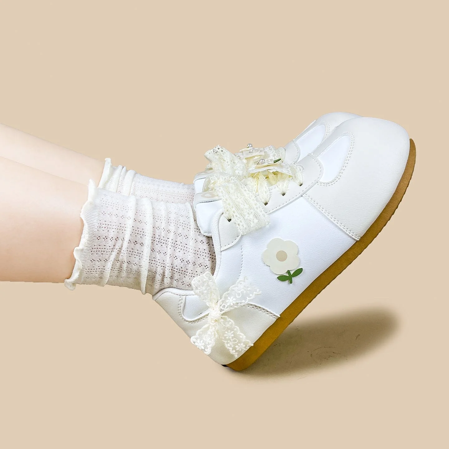 Wildflower Lace Bow Casual Sneakers – Women’s - Image 5