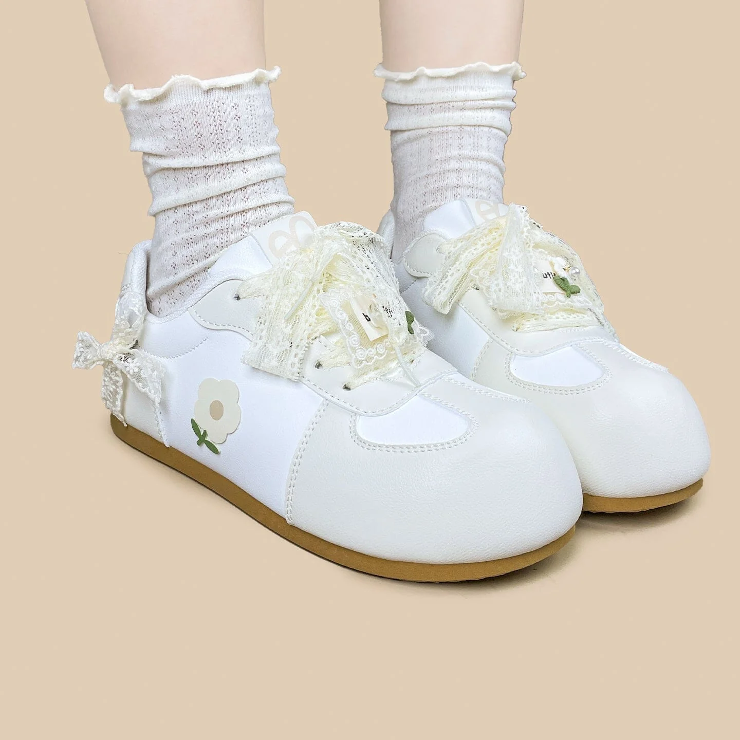 Wildflower Lace Bow Casual Sneakers – Women’s - Image 7