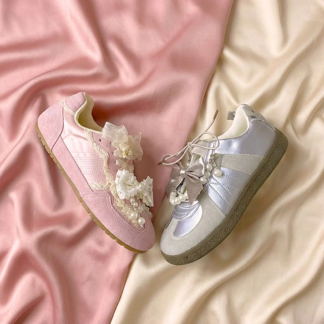 Porcelain Petal Bloom Blush Pink Bow Sneakers - Women's - Image 6