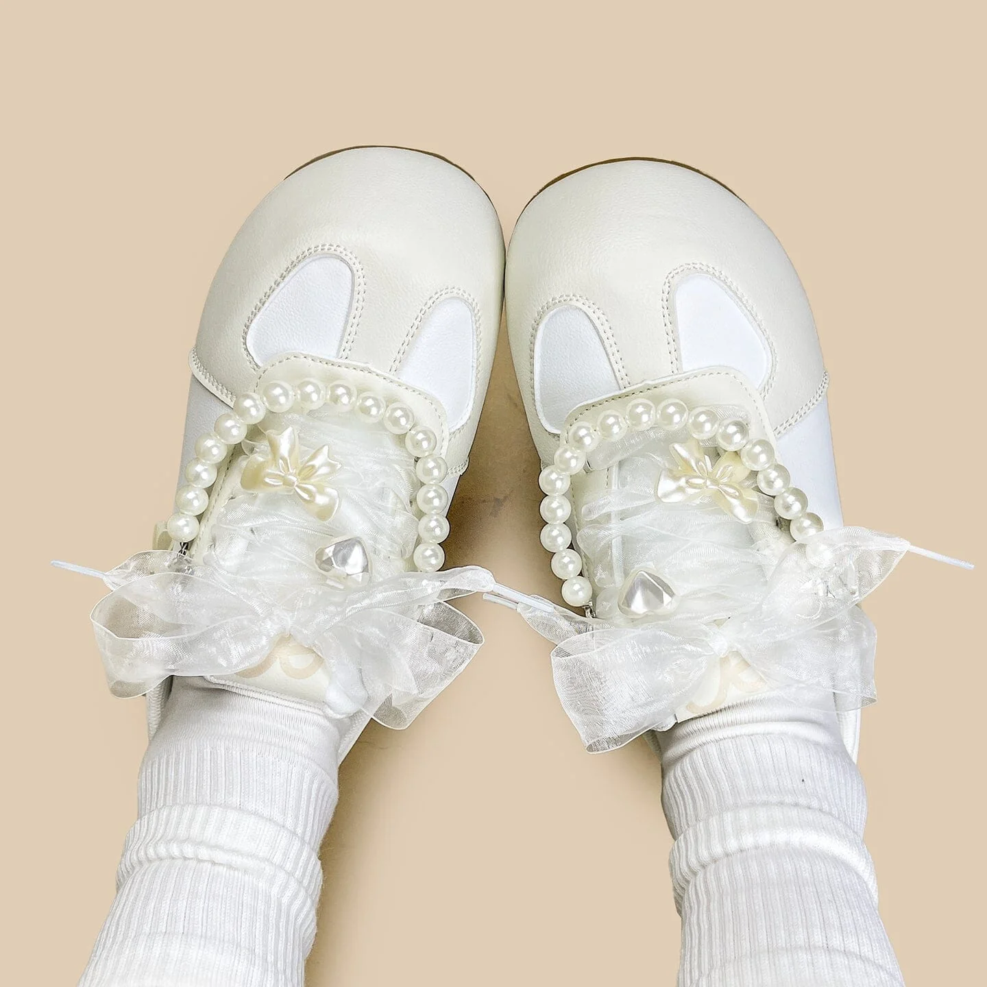 Romantic Pearl and Bow Casual Sneakers – Women’s - Image 9