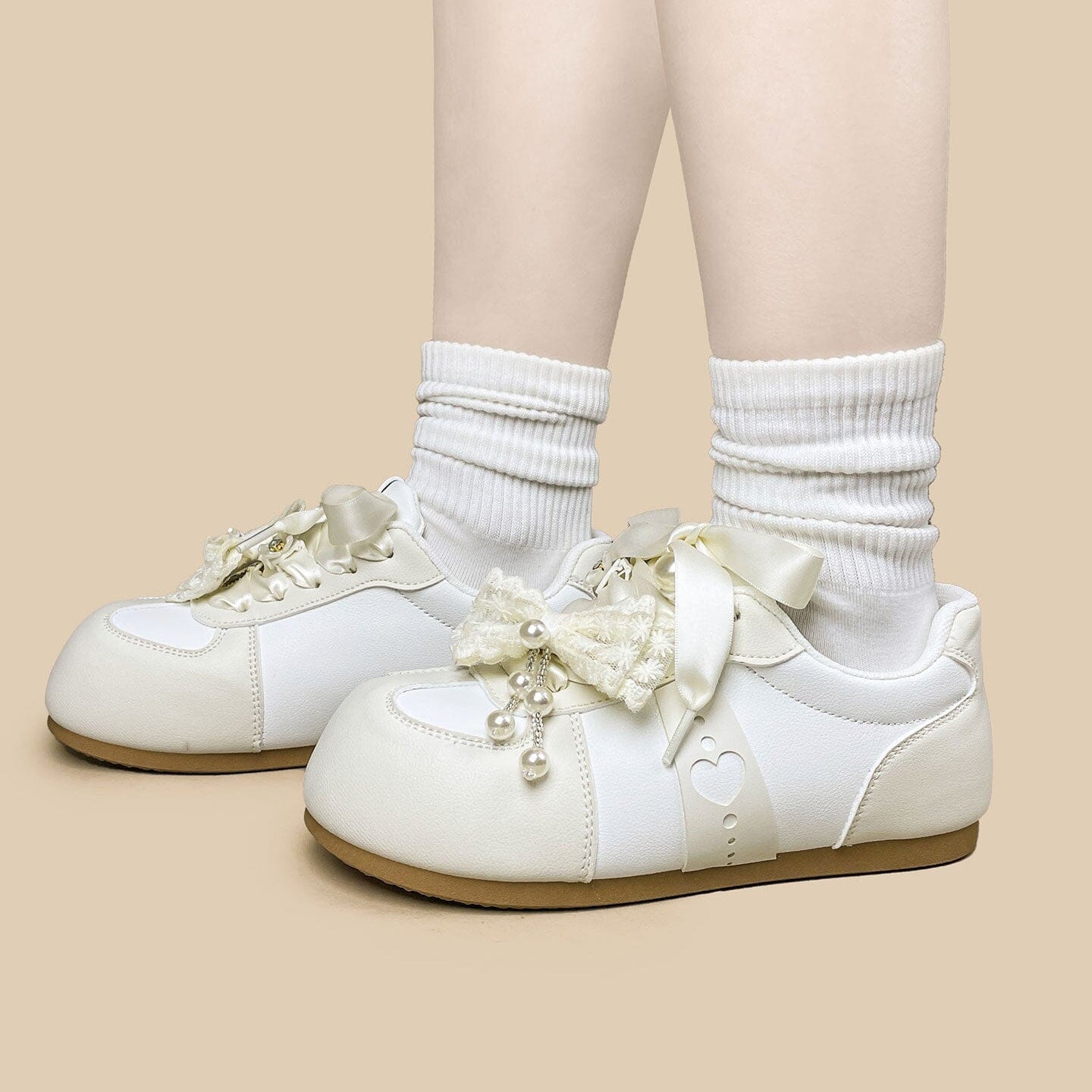 Romantic Pearl Ribbon Dream Casual Sneakers – Women’s - Image 12