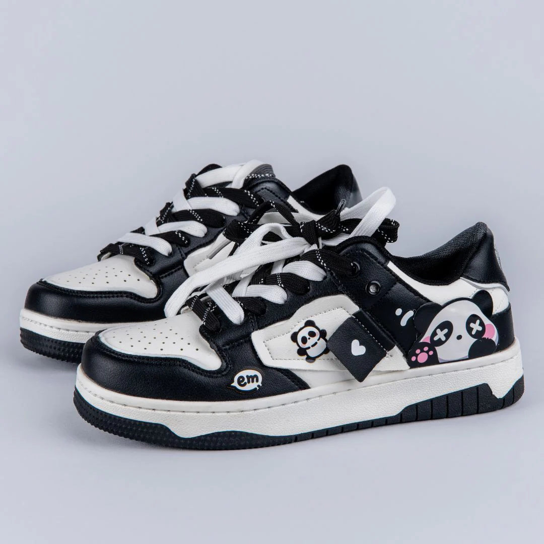 Sparkly Eyed Panda Chunky Black Shoes - Unisex - Image 3